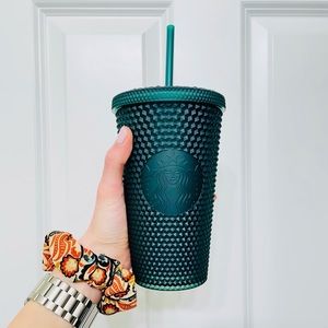 🐢NEW🌲 Starbucks Dark Green Matte Studded Cold Cup Tumbler Grande 16oz